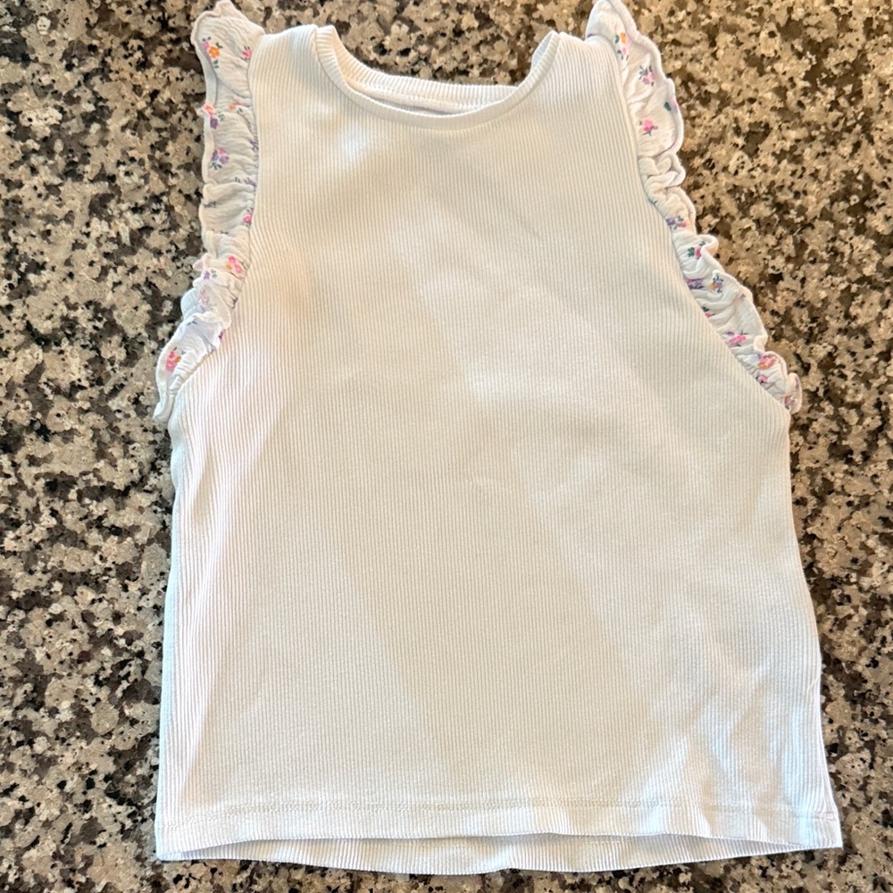Zara Girls White Ruffled Kids Top with Floral Detail
